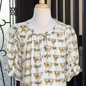 Anthropologie  Maeve Blouse Butterfly Design Size 6